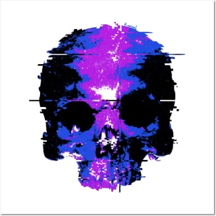 Skull Glitch (Purple) Posters and Art